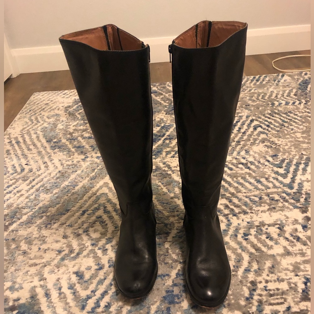 Kenneth Cole Black Leather Boots Wide Calf